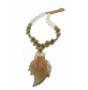 Peach Aventurine Drop Leaf Pendant Necklace